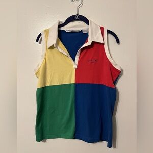Vintage Y2K Tommy Hilfiger Color Block Tank shirt size XL #y2ktommyhilfiger